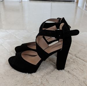 Black strappy high heels